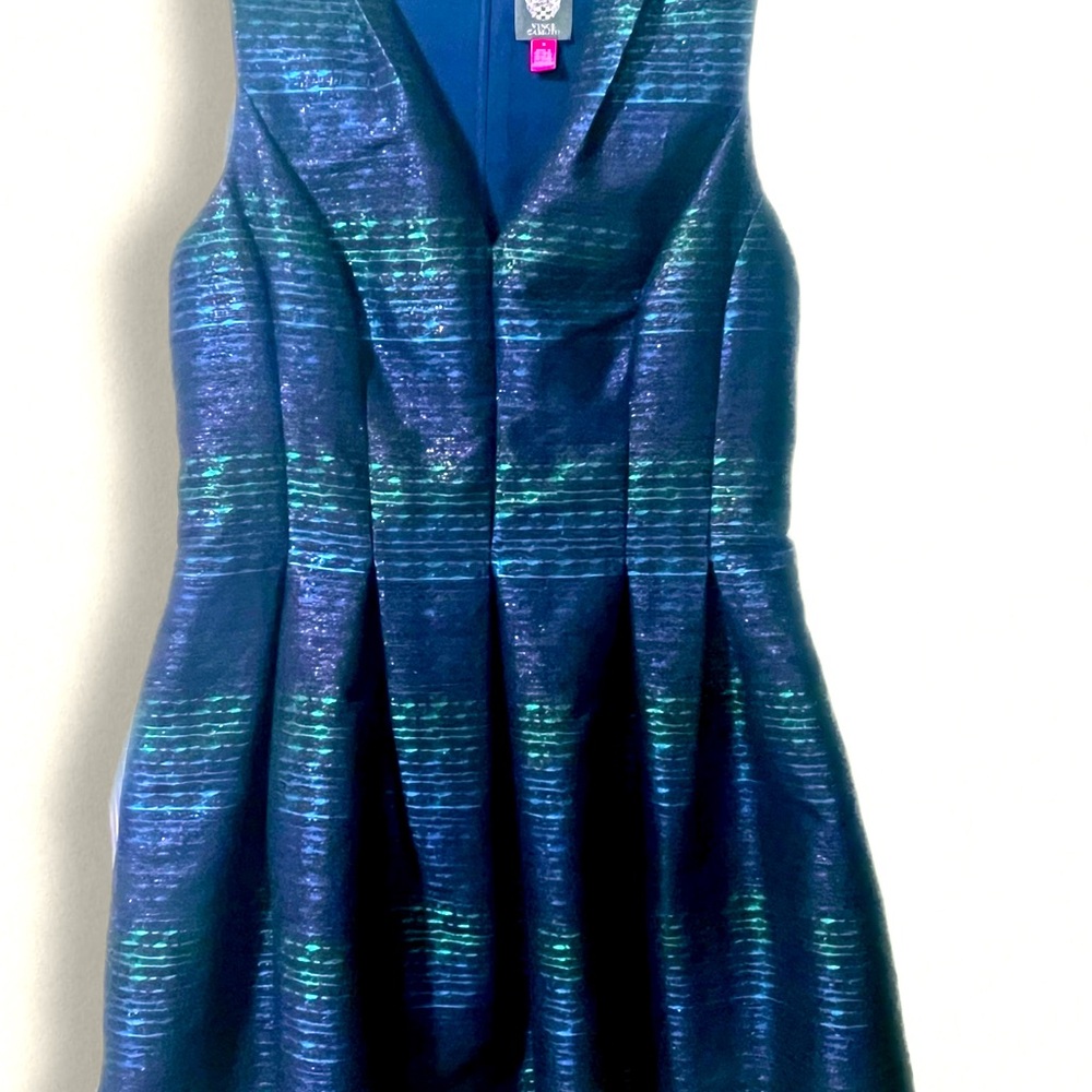 Vince Camuto Metallic Jacquard Fit & Flare Party Dress Size 14 - Picture 2 of 6